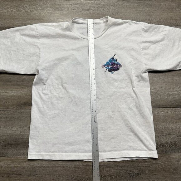 Vintage Columbia Sportswear Tee Shirt 90s Made in USA White L Outdoor Gear - Picture 7 of 7